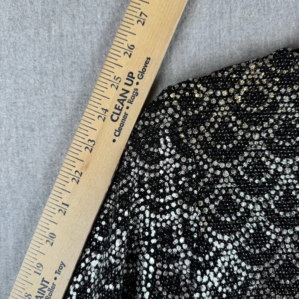Michael Kors Black‎ Silver Scallop Glitter Lame Cowl Back Chain Dress Medium